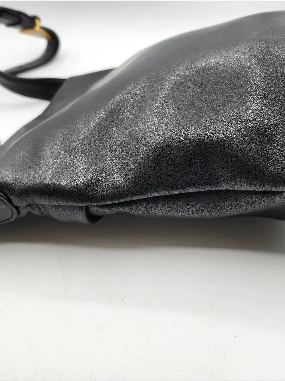 Sharif Black Leather Crossbody Bag with Gold Accents